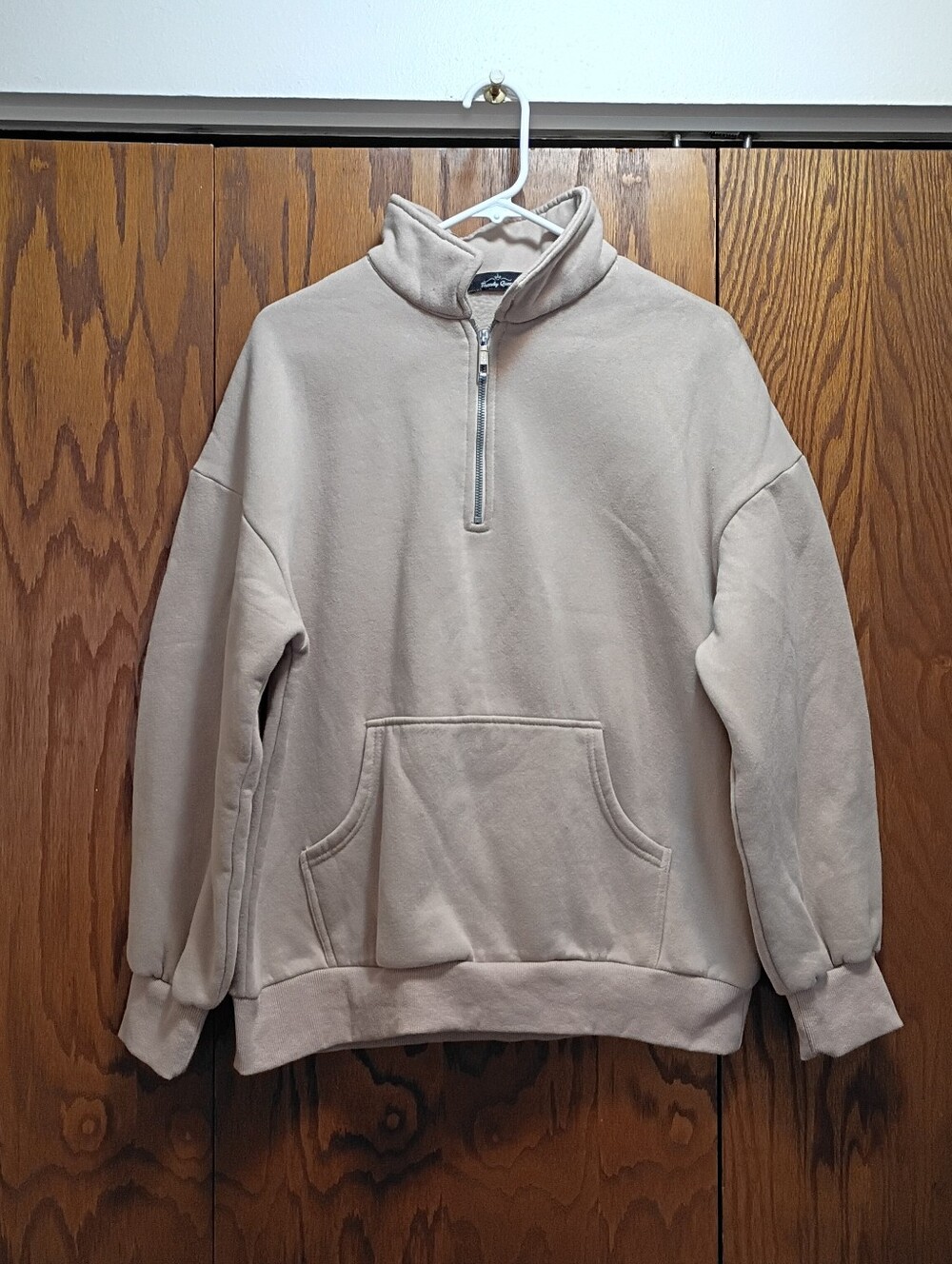 Men's Half-Zip Funnel Neck Sweatshirt - Light Beige